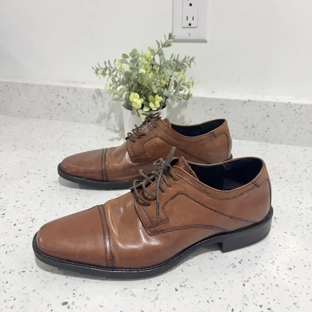 Men’s Johnston & Murphy Brown Sheep Skin Cap Toe Oxford Dress Shoe Size 11